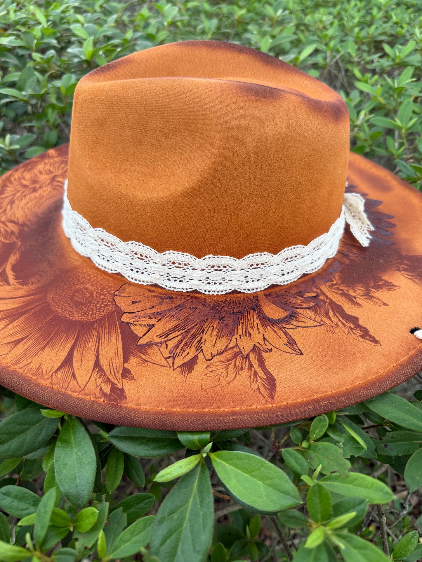 Sunflower Western — Engraved Wide Brim Hat