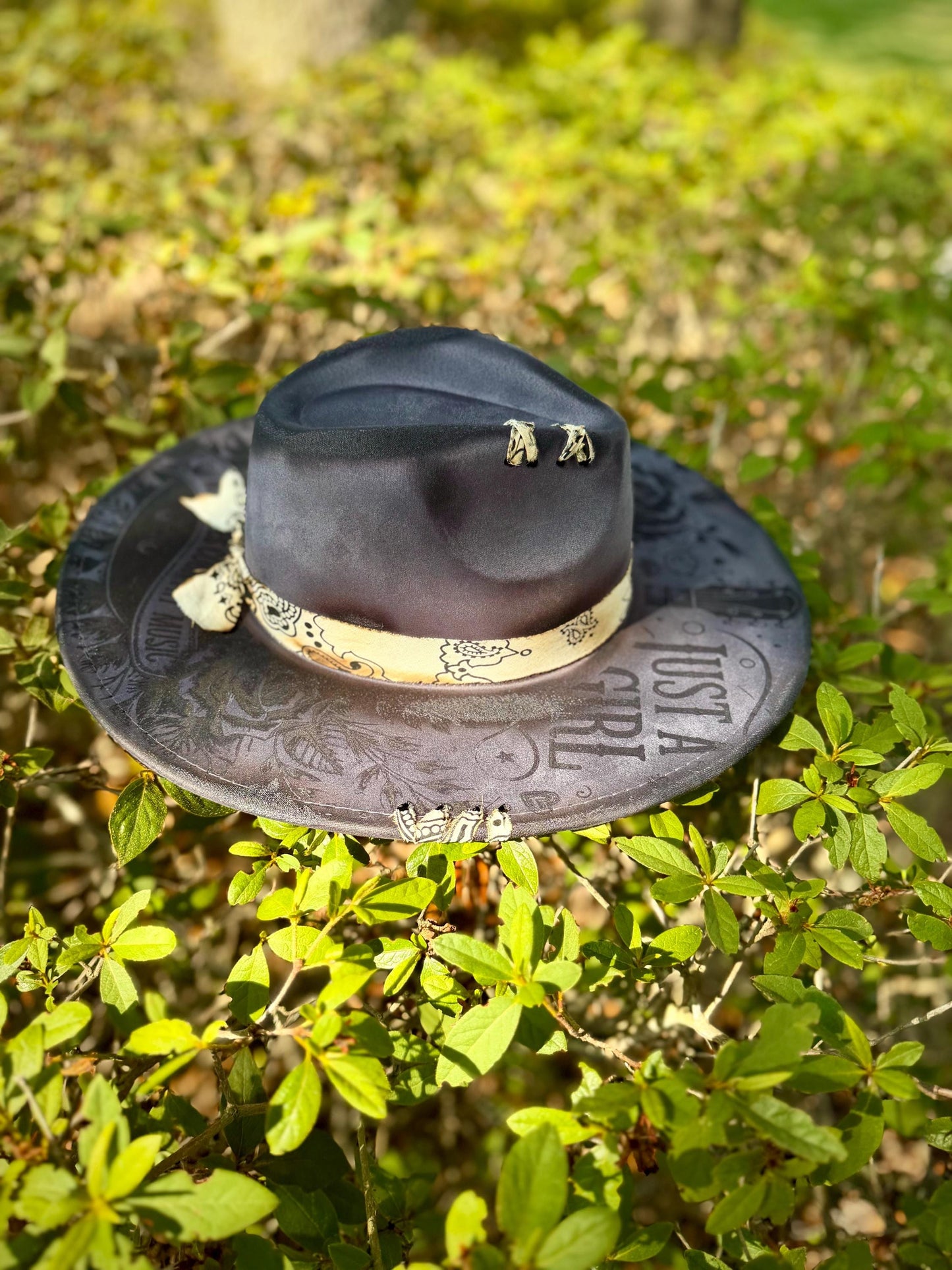 Just a Girl Who Loves Country Music Wide Brim Hat, Gray Western Hat, Country Concert Hat