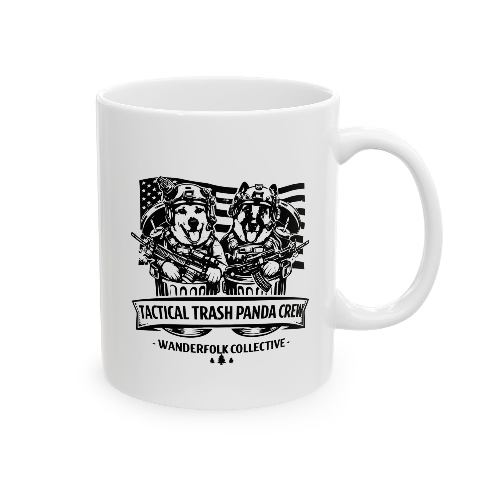 Tactical Trash Panda American Flag Ceramic Mug — German Shepherd Trash Pandas (11oz & 15oz)