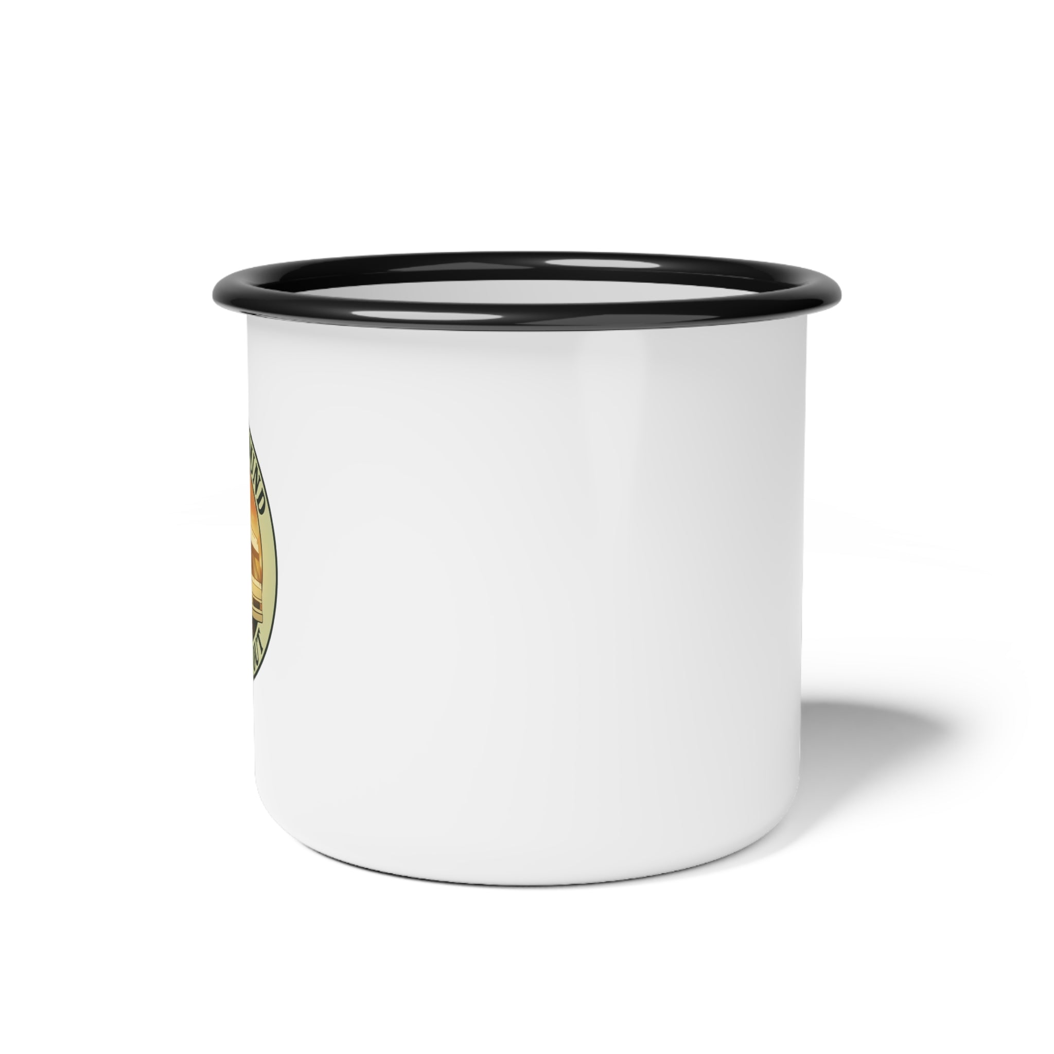 Folk Around and Find Out Enamel Camp Cup | RV Sunset Camper Graphic