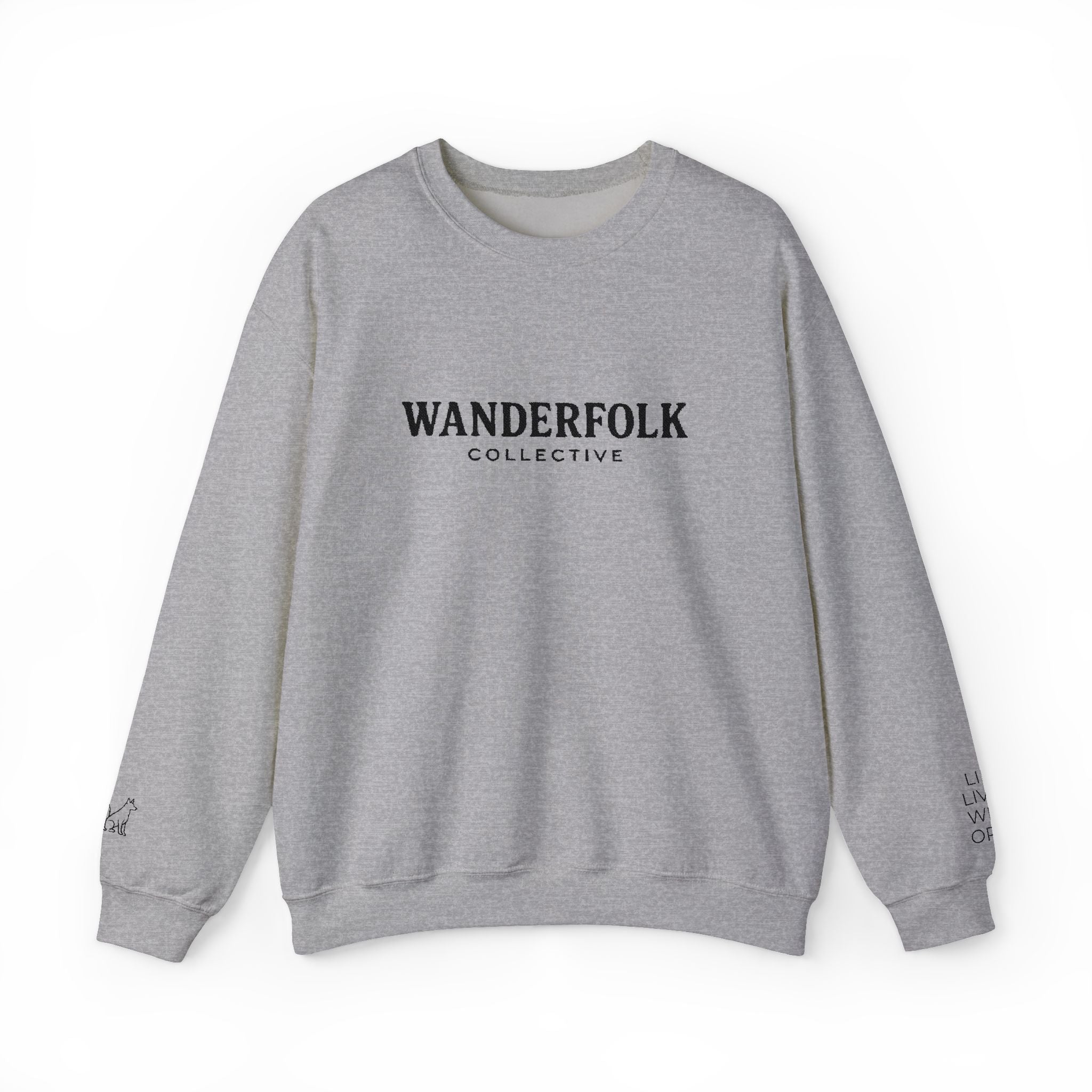 Wanderfolk Collective Embroidered Sweatshirt | German Shepherd Icons, Life Lived Wide Open