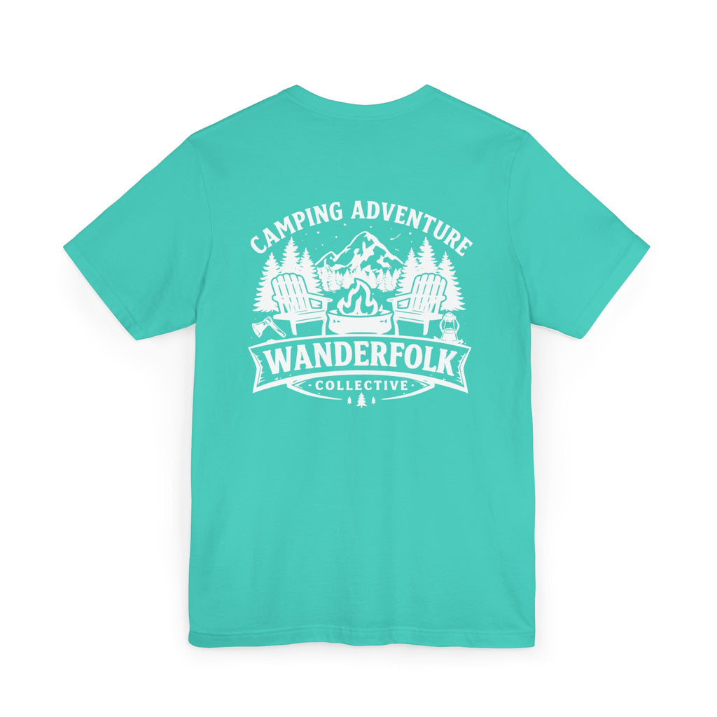 Wanderfolk Camping Adventure T-Shirt | Outdoor Mountain Campfire Design