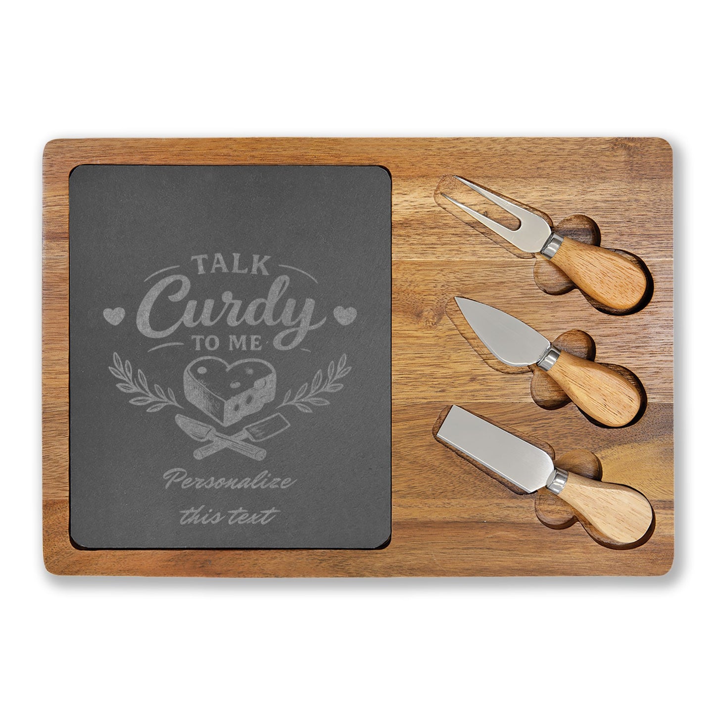 Talk Curdy To Me Charcuterie Board | Engraved Cheese Serving Board