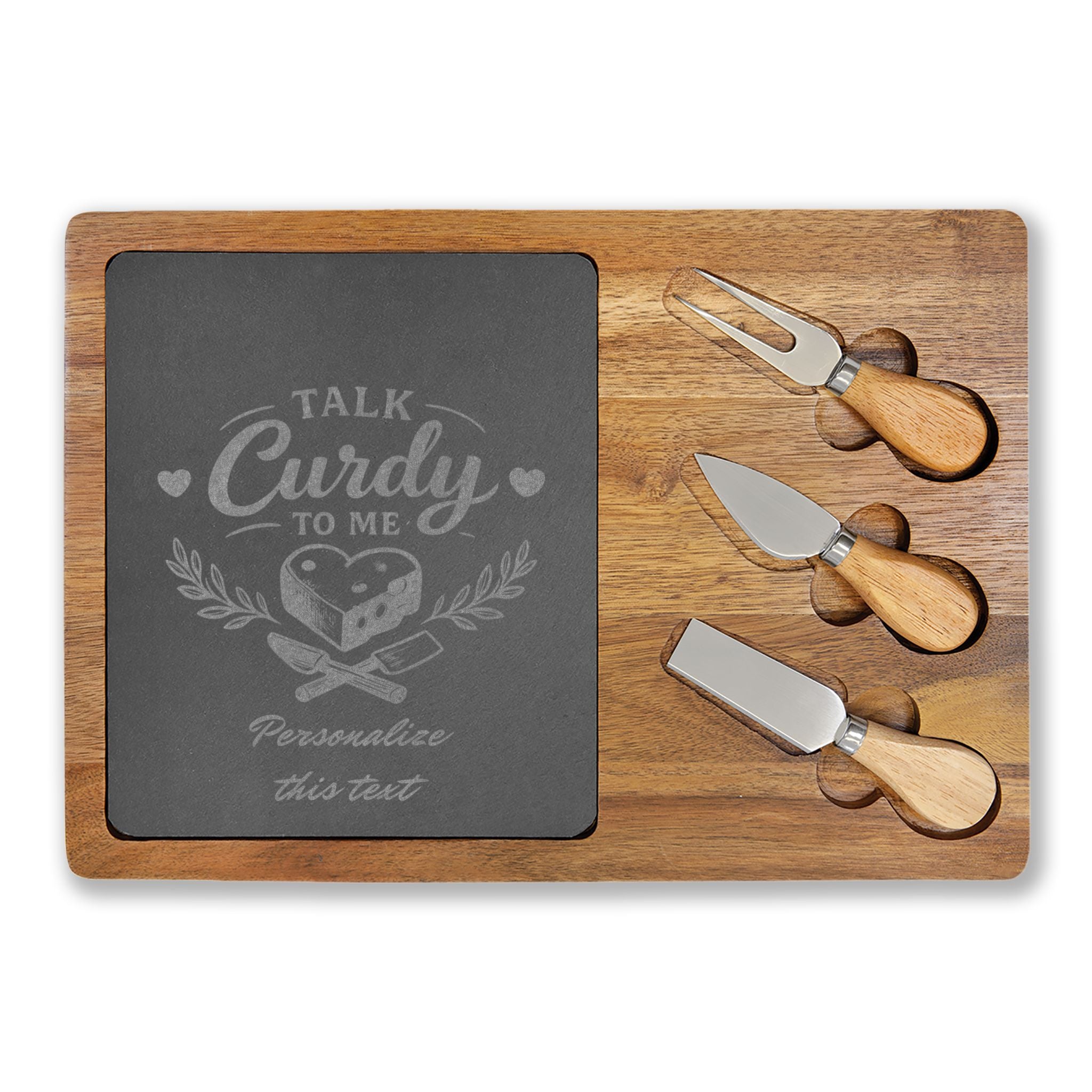 Talk Curdy To Me Charcuterie Board | Engraved Cheese Serving Board