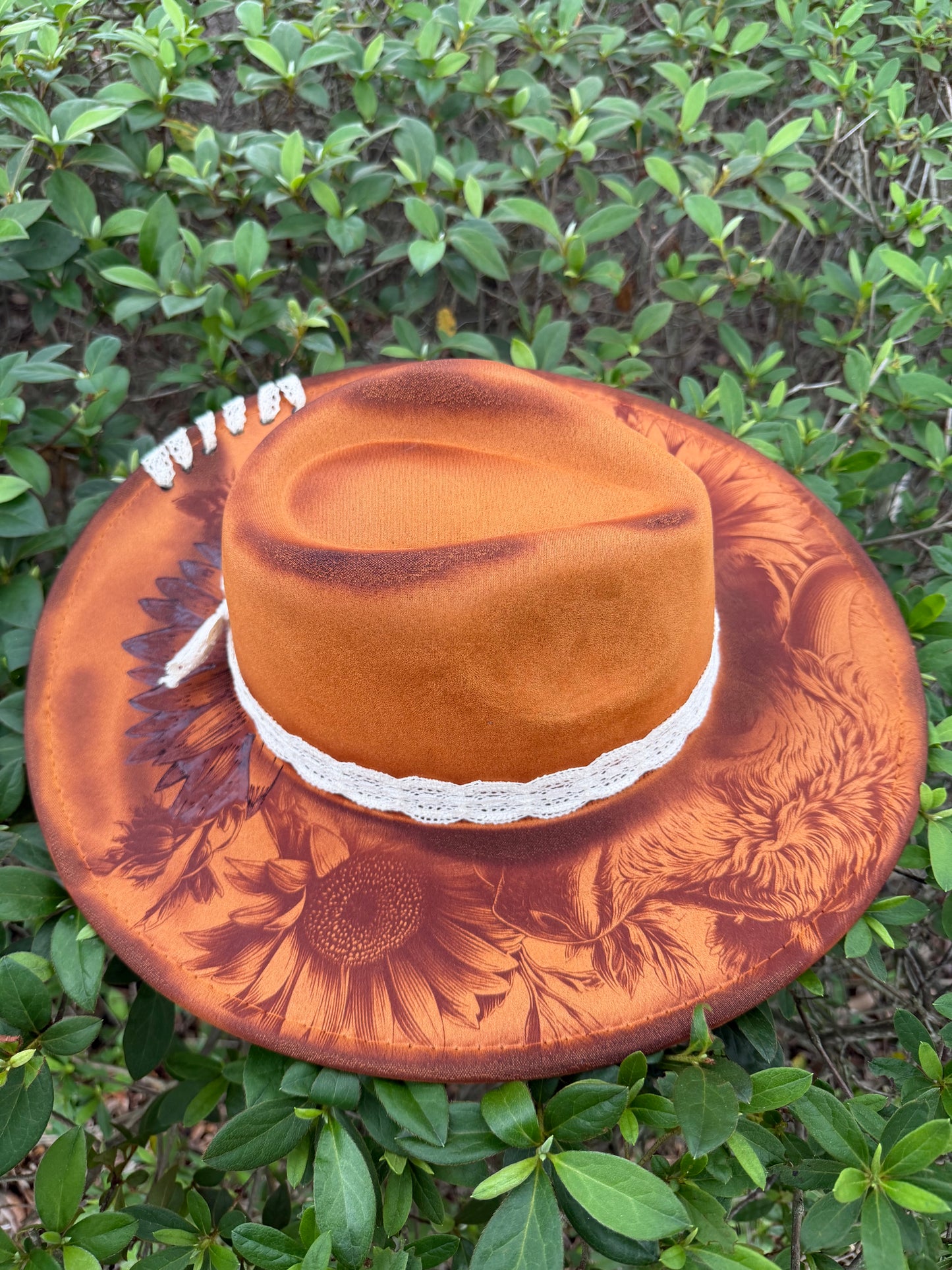 Sunflower Western — Engraved Wide Brim Hat