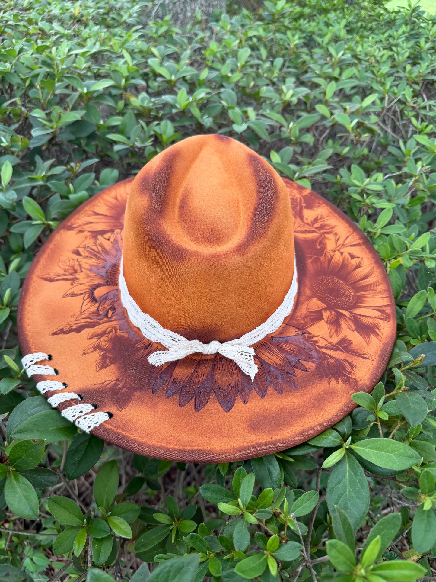 Sunflower Western — Engraved Wide Brim Hat