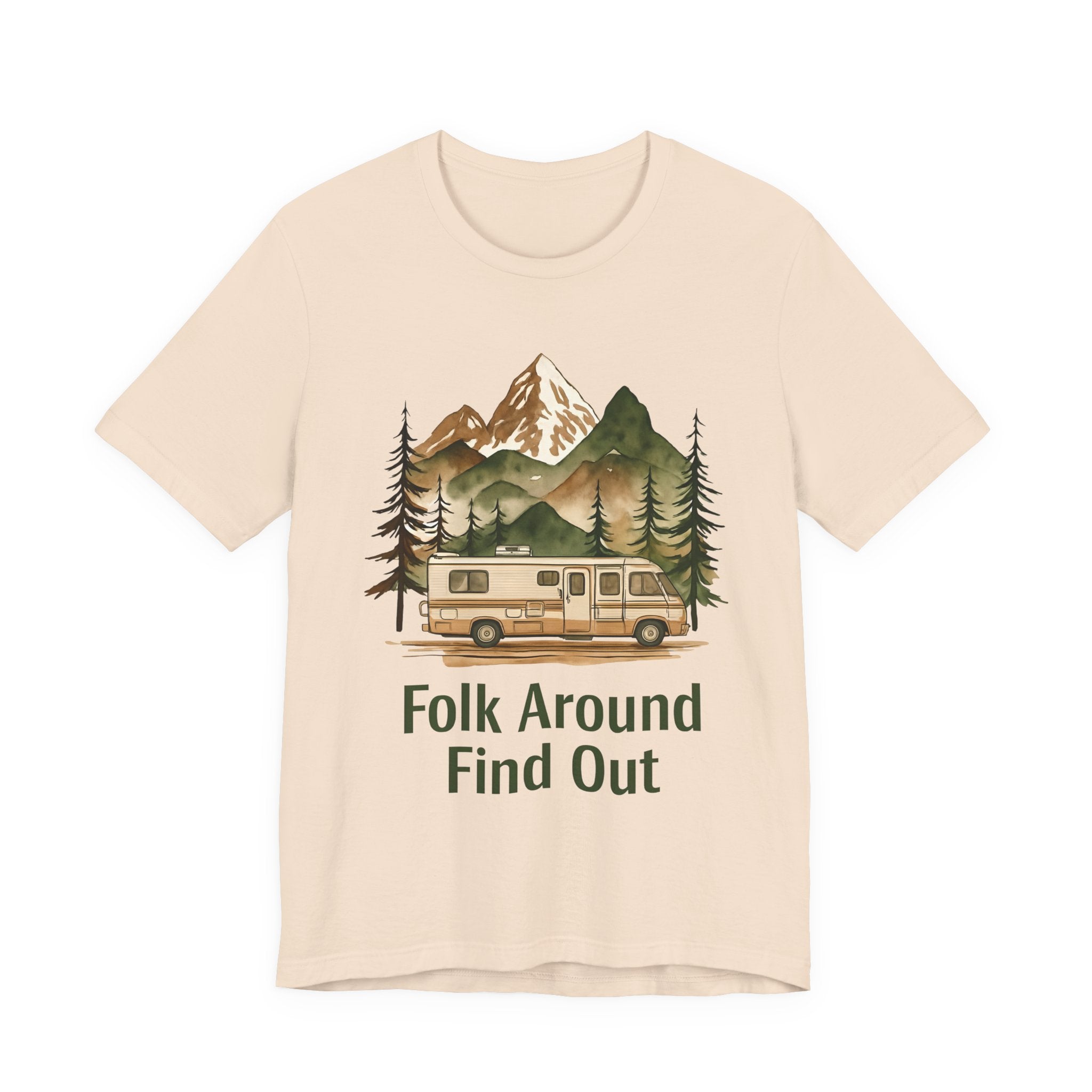 RV Camper Mountains Folk Around Find Out T-Shirt | Camping Outdoors