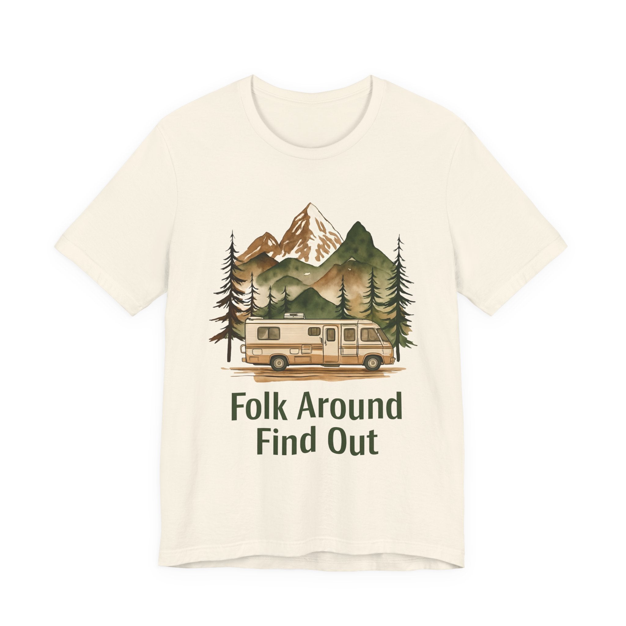 RV Camper Mountains Folk Around Find Out T-Shirt | Camping Outdoors
