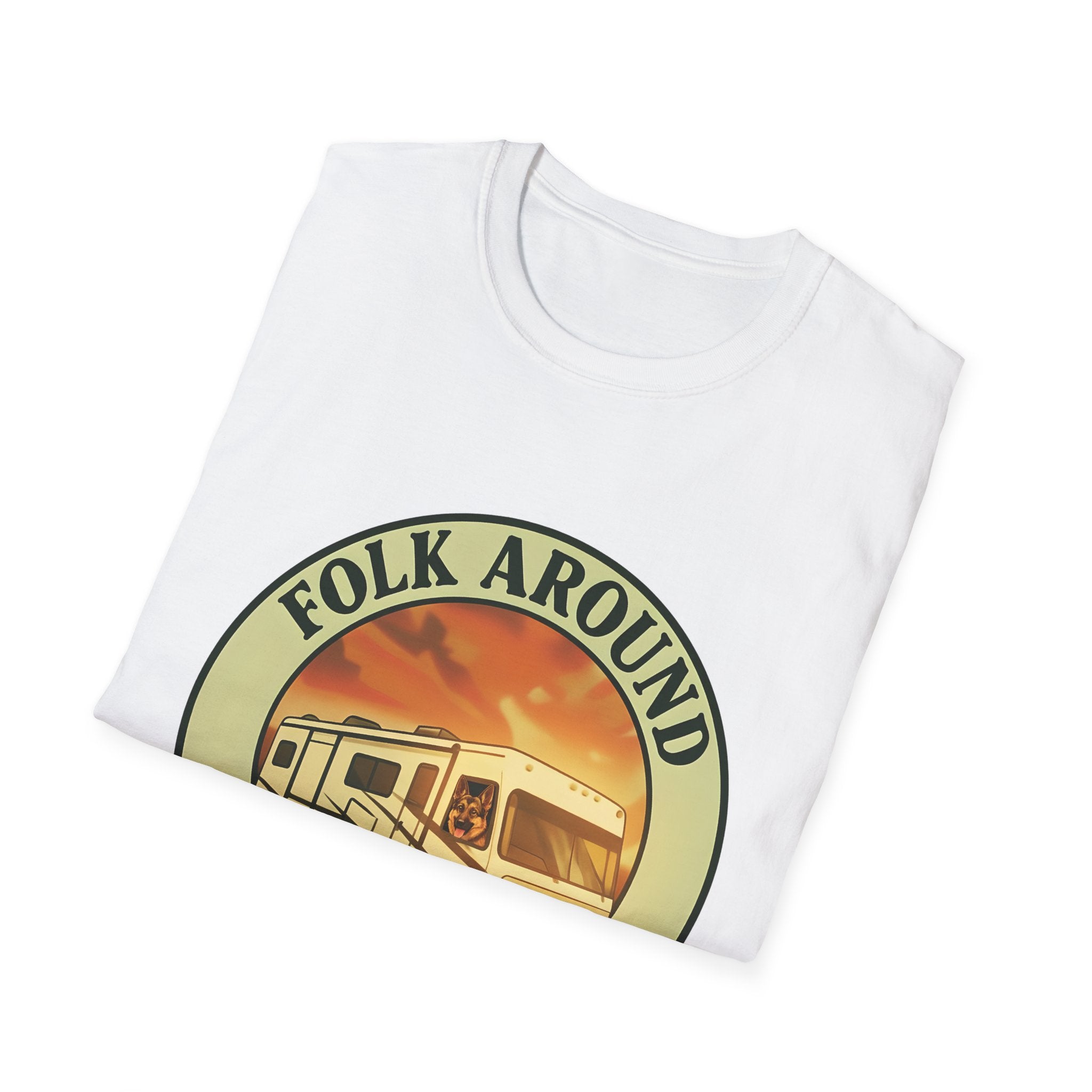 Folk Around and Find Out RV Graphic T-Shirt | Retro Camper Circle Design