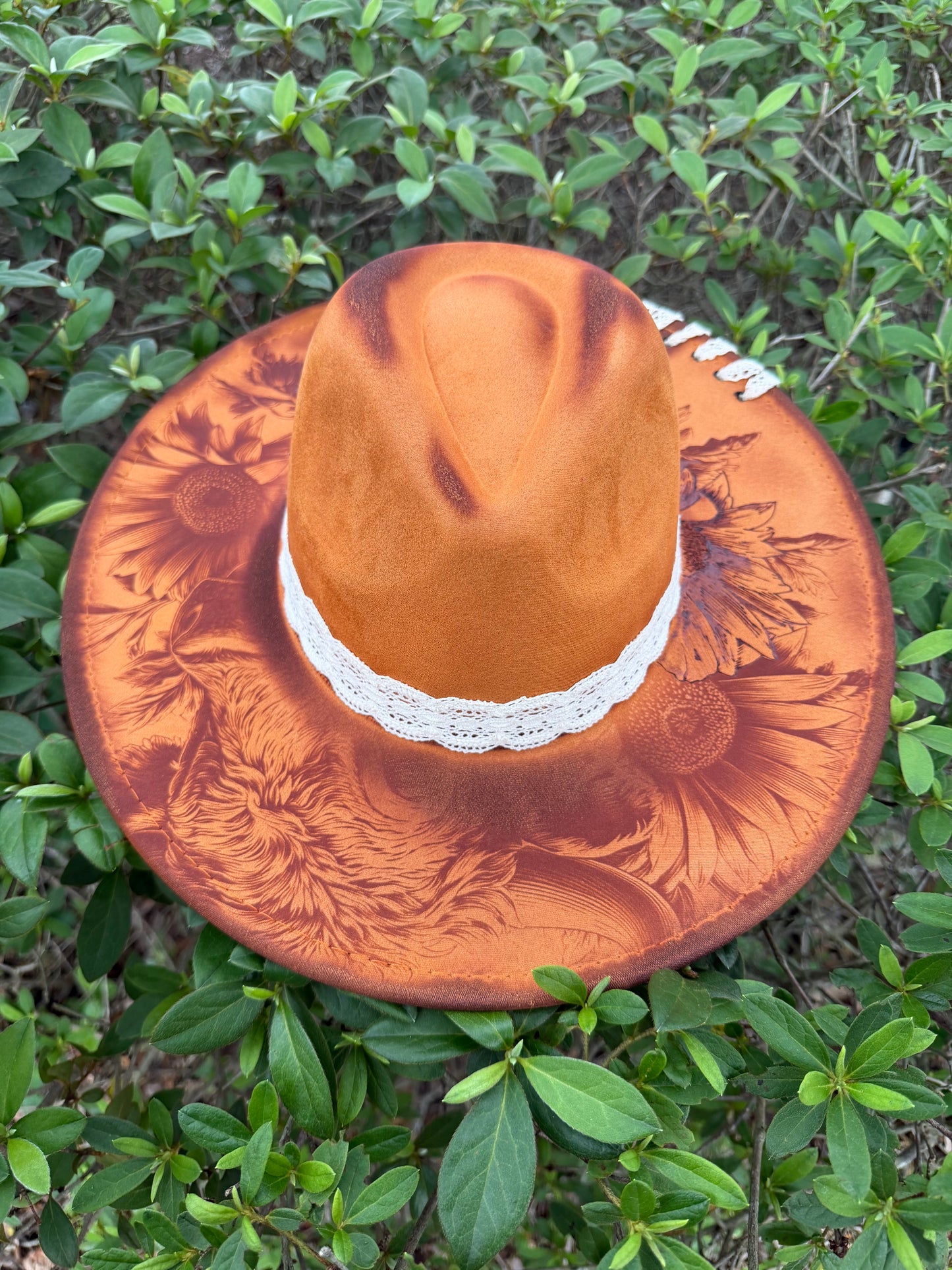 Sunflower Western — Engraved Wide Brim Hat