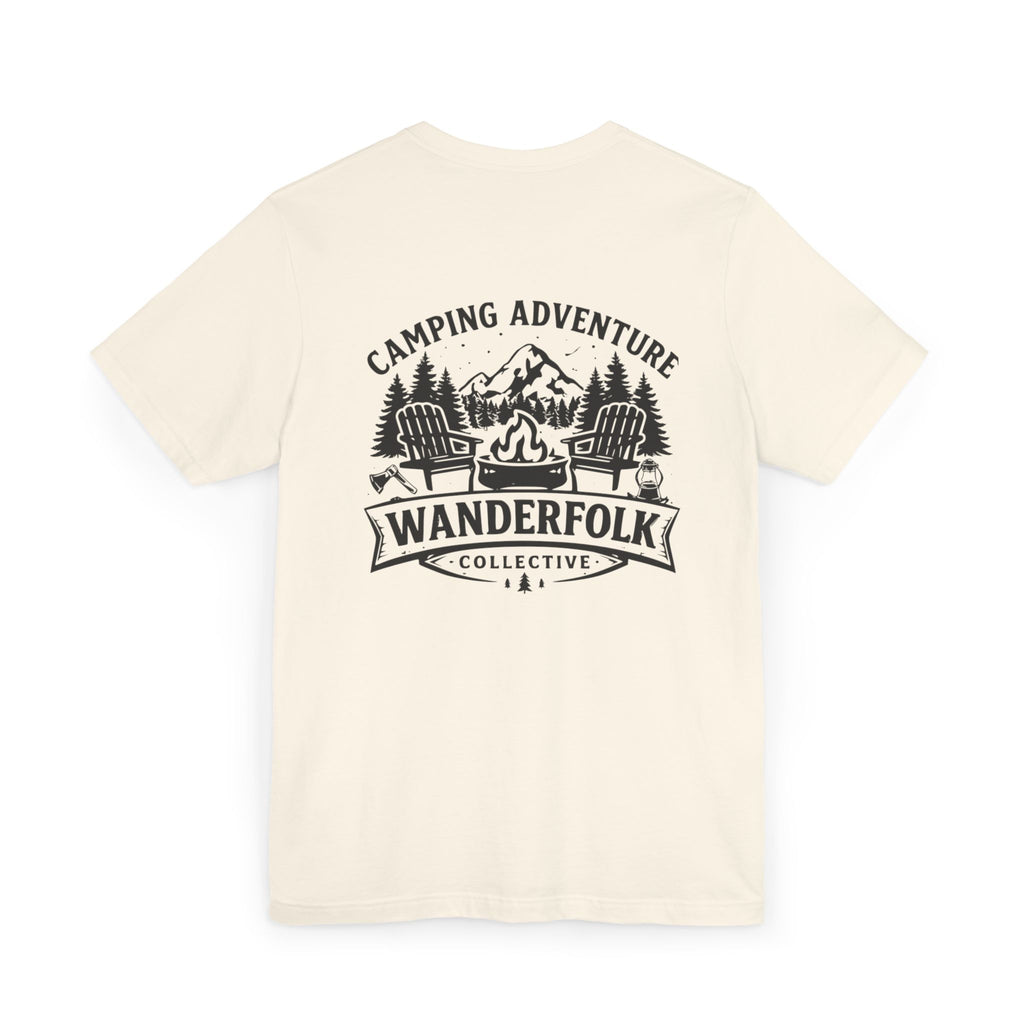 Wanderfolk Camping Adventure T-Shirt | Outdoor Mountain Campfire Design