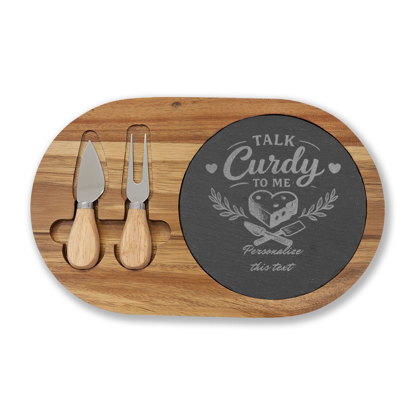 Talk Curdy To Me Charcuterie Board | Engraved Cheese Serving Board