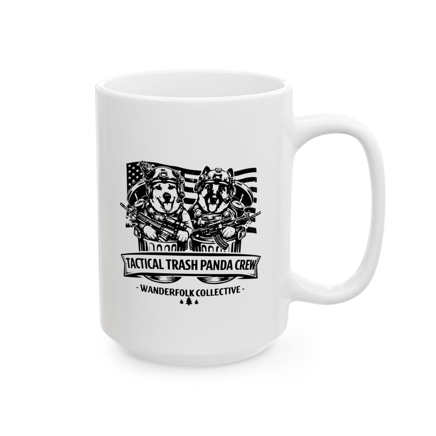 Tactical Trash Panda American Flag Ceramic Mug — German Shepherd Trash Pandas (11oz & 15oz)