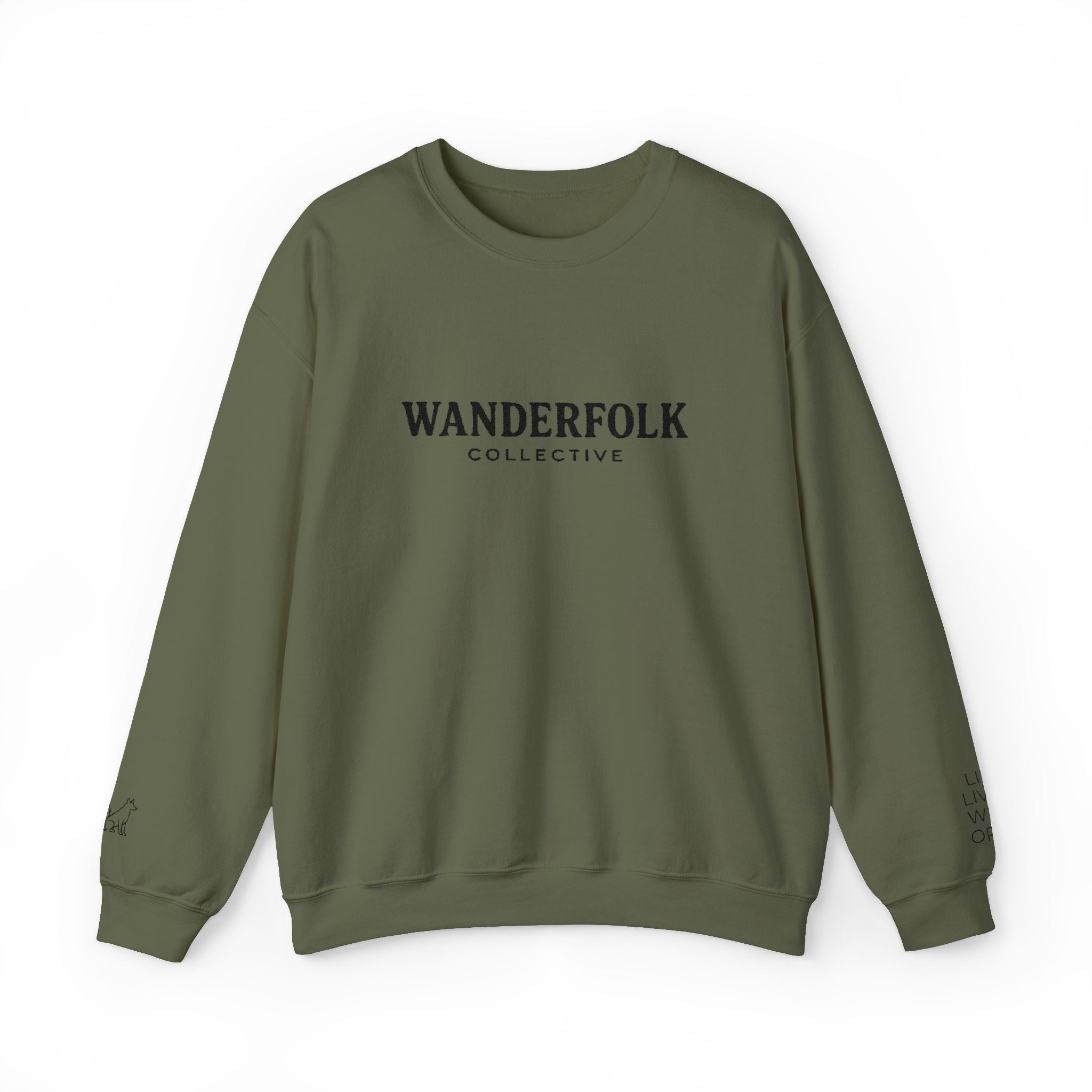 Wanderfolk Collective Embroidered Sweatshirt | German Shepherd Icons, Life Lived Wide Open