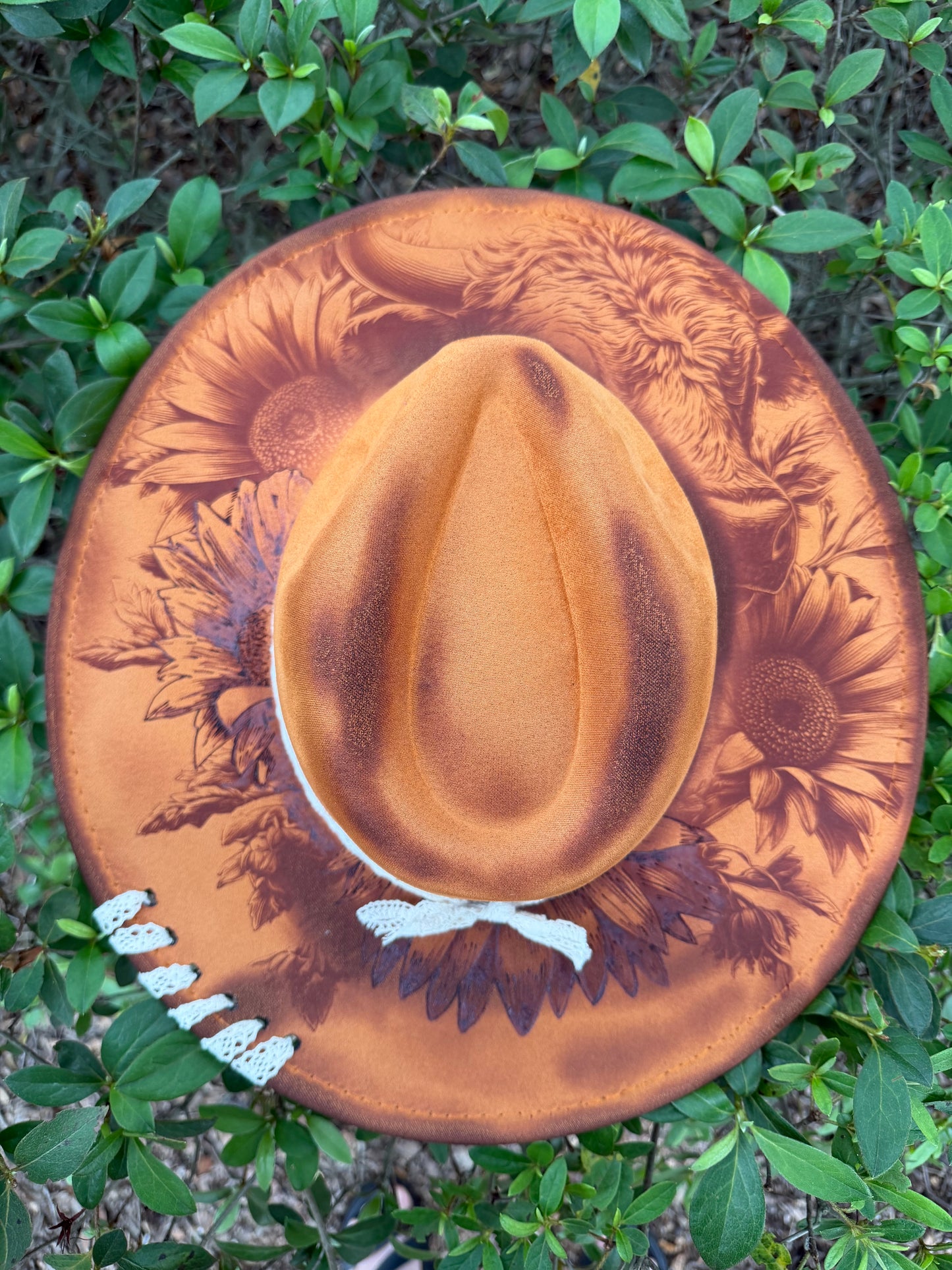 Sunflower Western — Engraved Wide Brim Hat