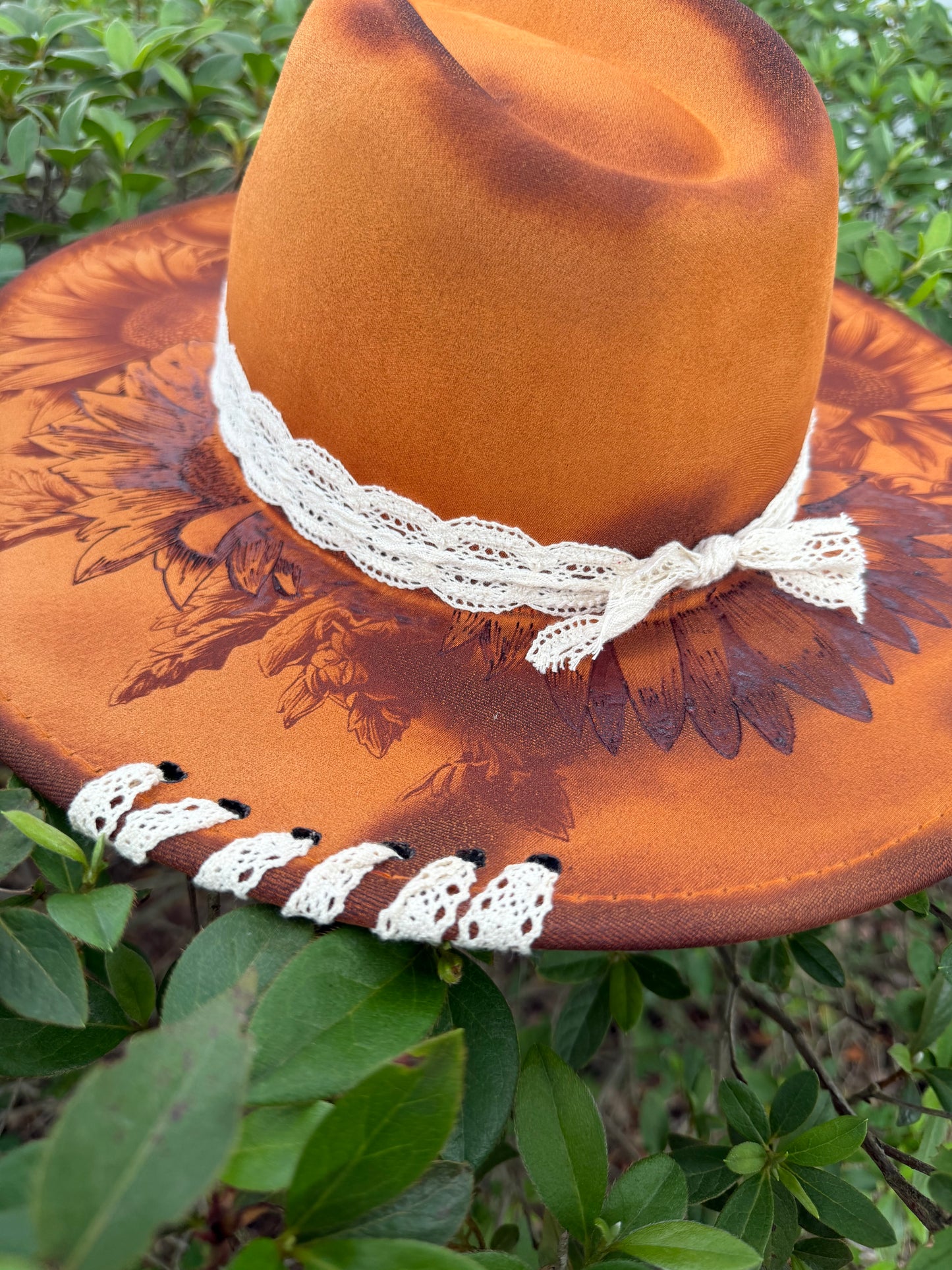 Sunflower Western — Engraved Wide Brim Hat