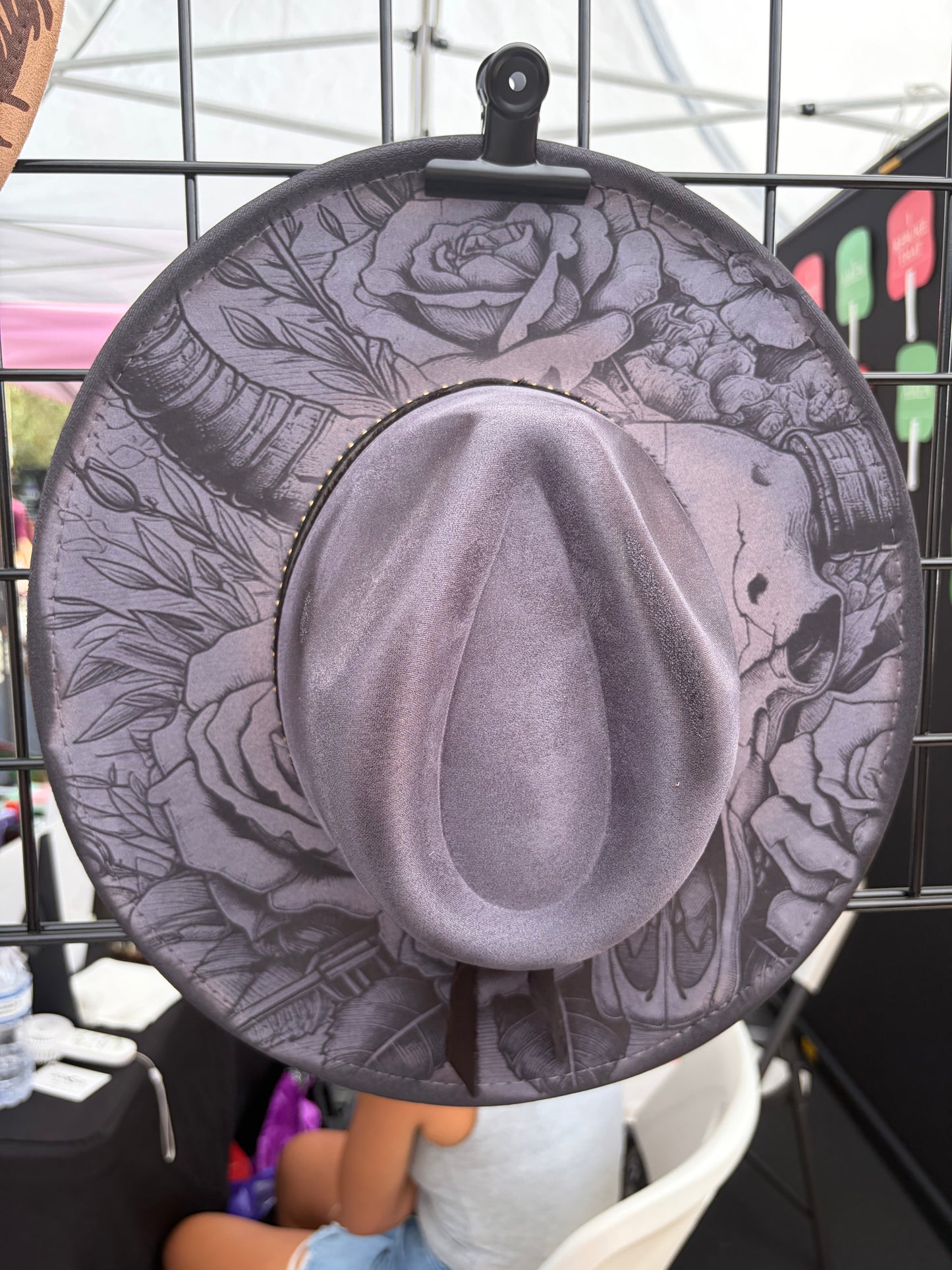 Midnight Bloom — Engraved Wide Brim Hat