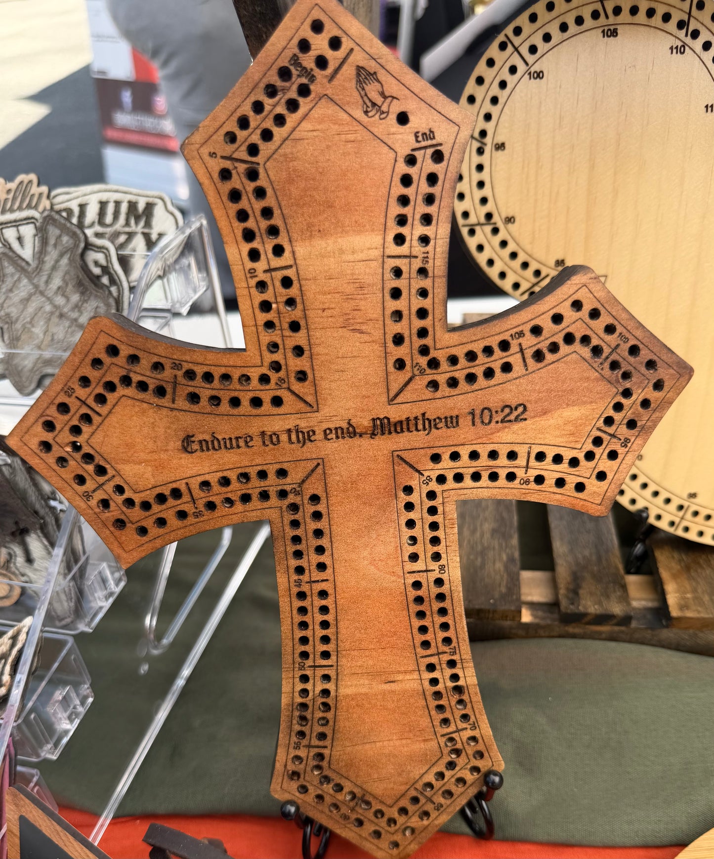Handcrafted Cross Cribbage Board