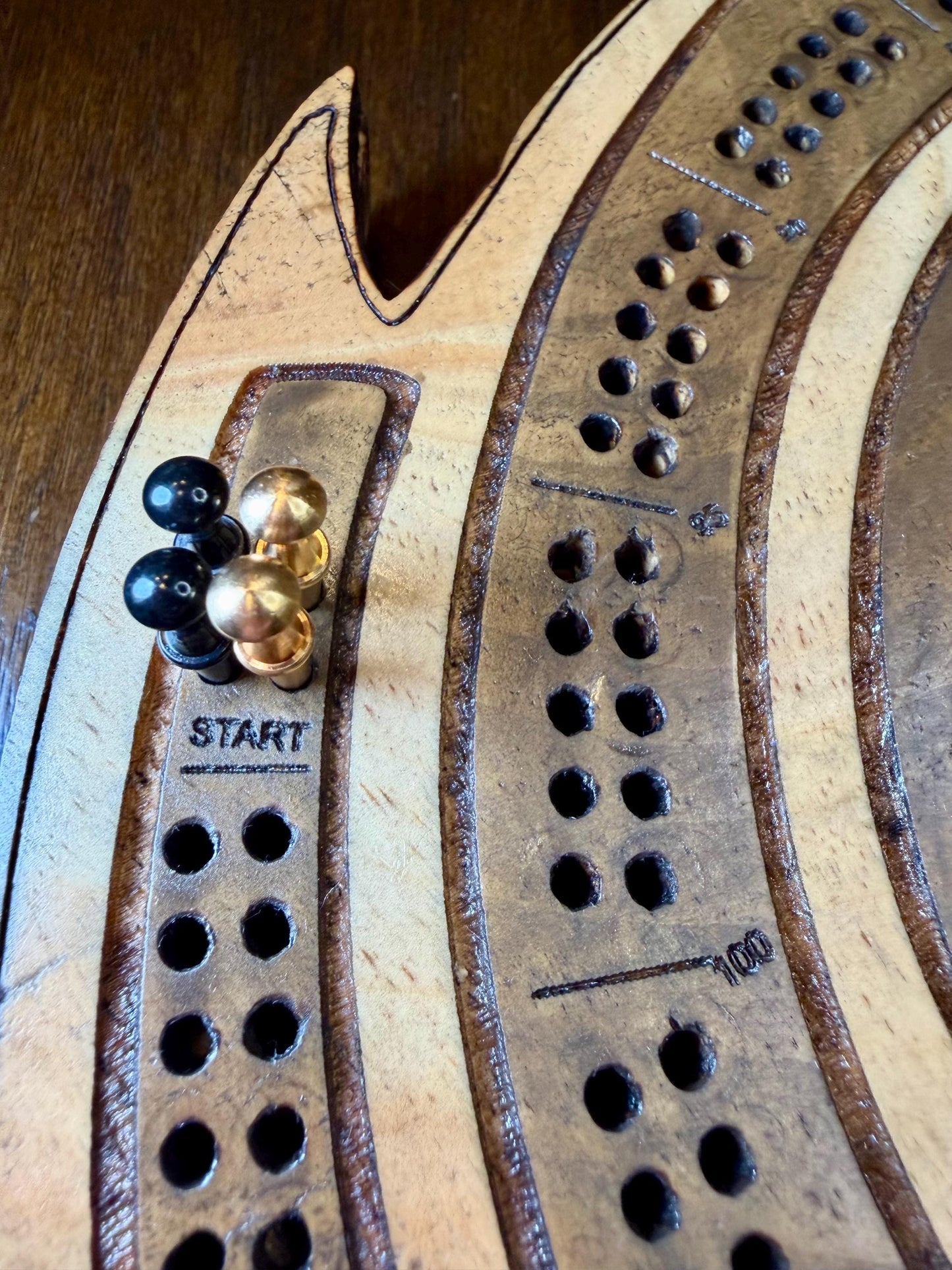 Handcrafted Wooden Hurricane Cribbage Board – Unique Spiral Design