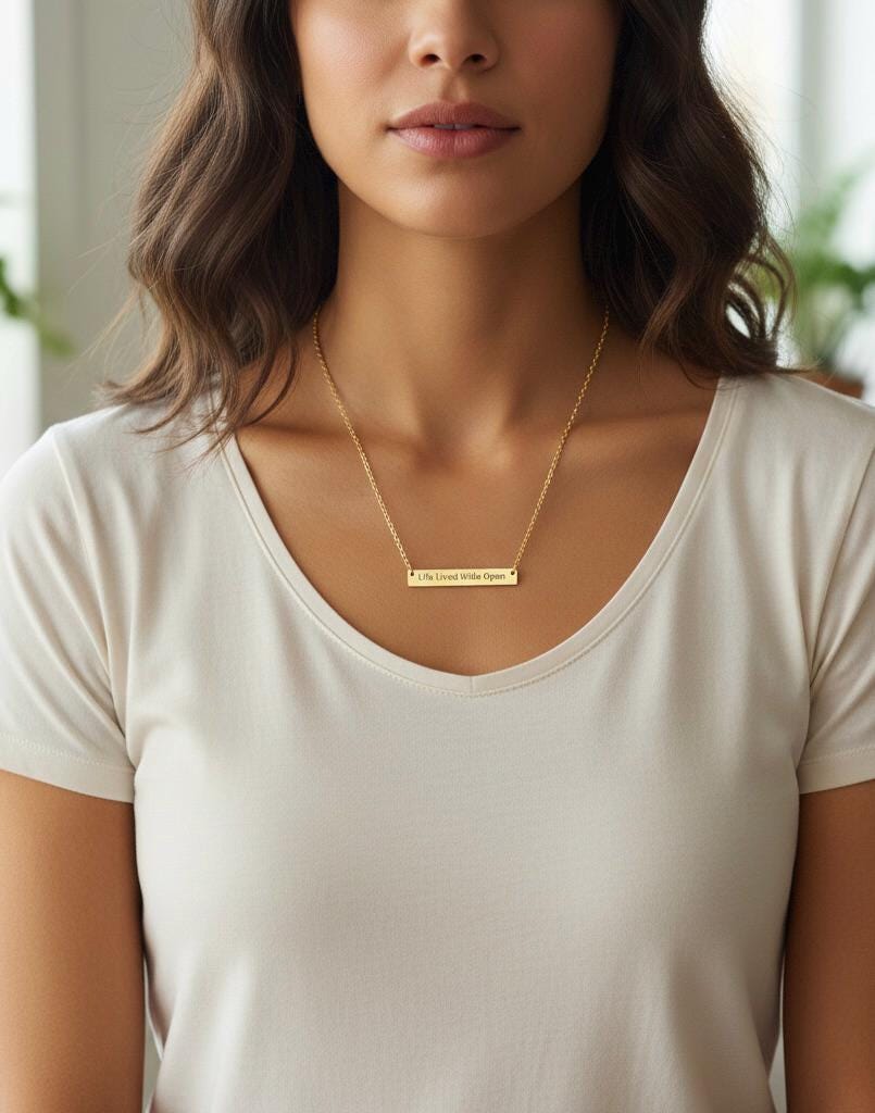 Custom Coordinates Bar Necklace | Personalized Location Name Plate Necklace | Minimal Everyday Jewelry