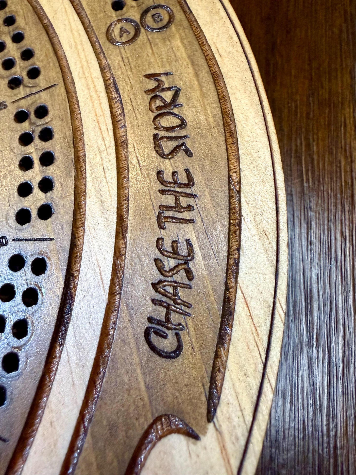 Handcrafted Wooden Hurricane Cribbage Board – Unique Spiral Design
