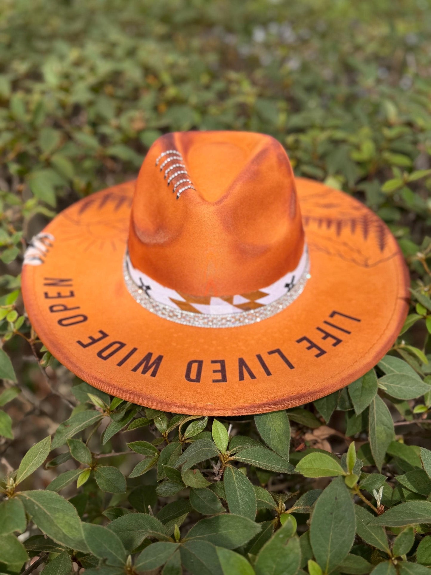 Life Lived Wide Open Western Engraved Hat, Boho Rancher Style