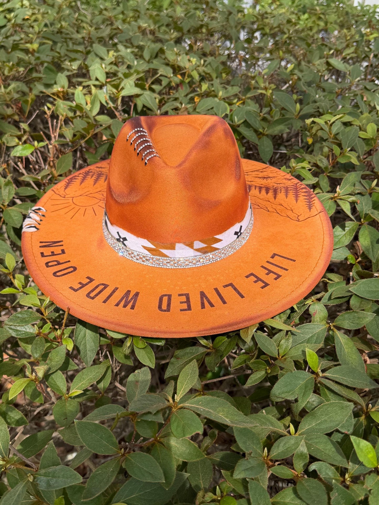 Life Lived Wide Open Hat Western Engraved Wide-Brim, Boho Rancher Style