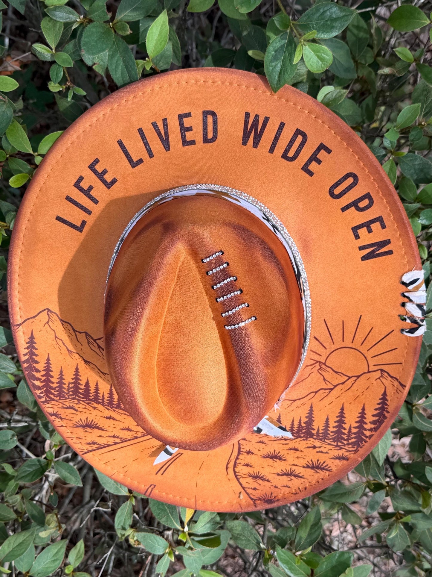 Life Lived Wide Open Western Engraved Hat, Boho Rancher Style