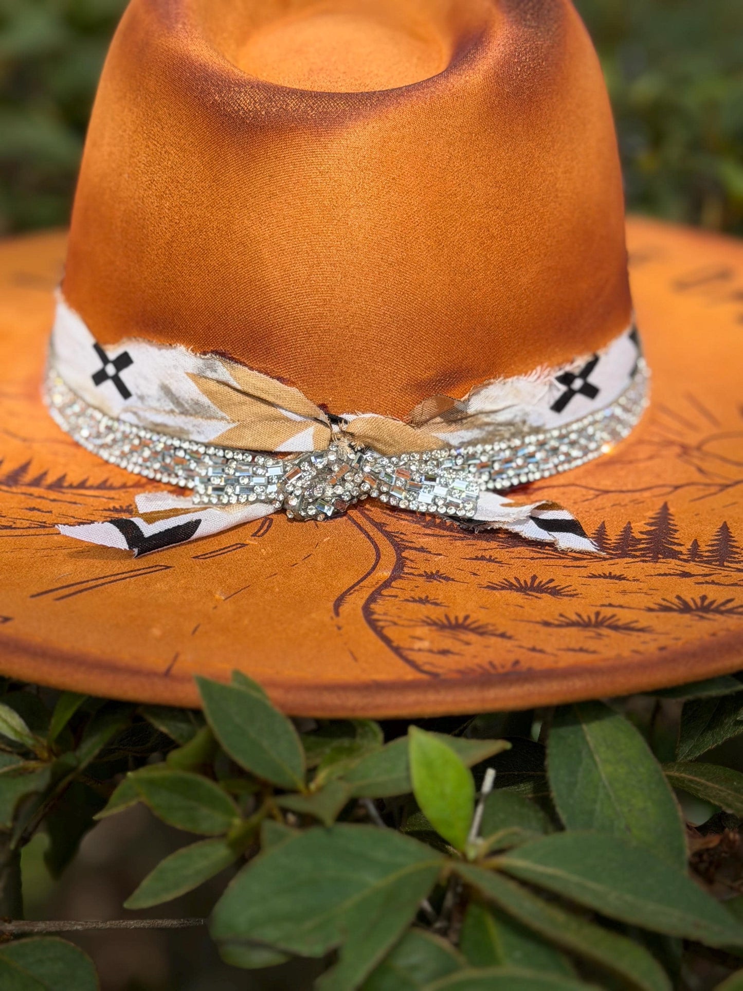 Life Lived Wide Open Hat Western Engraved Wide-Brim, Boho Rancher Style