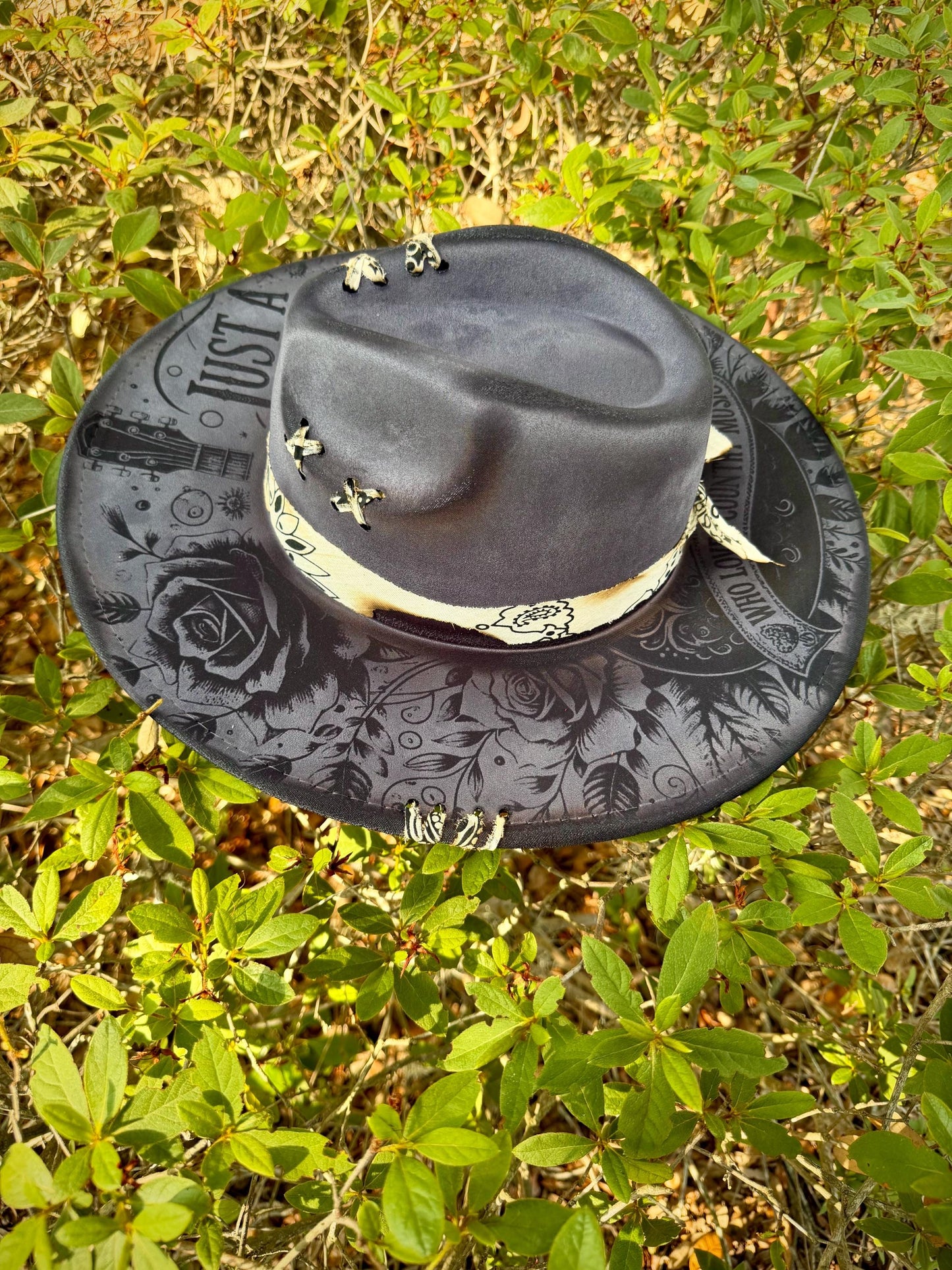 Just a Girl Who Loves Country Music Wide Brim Hat, Gray Western Hat, Country Concert Hat